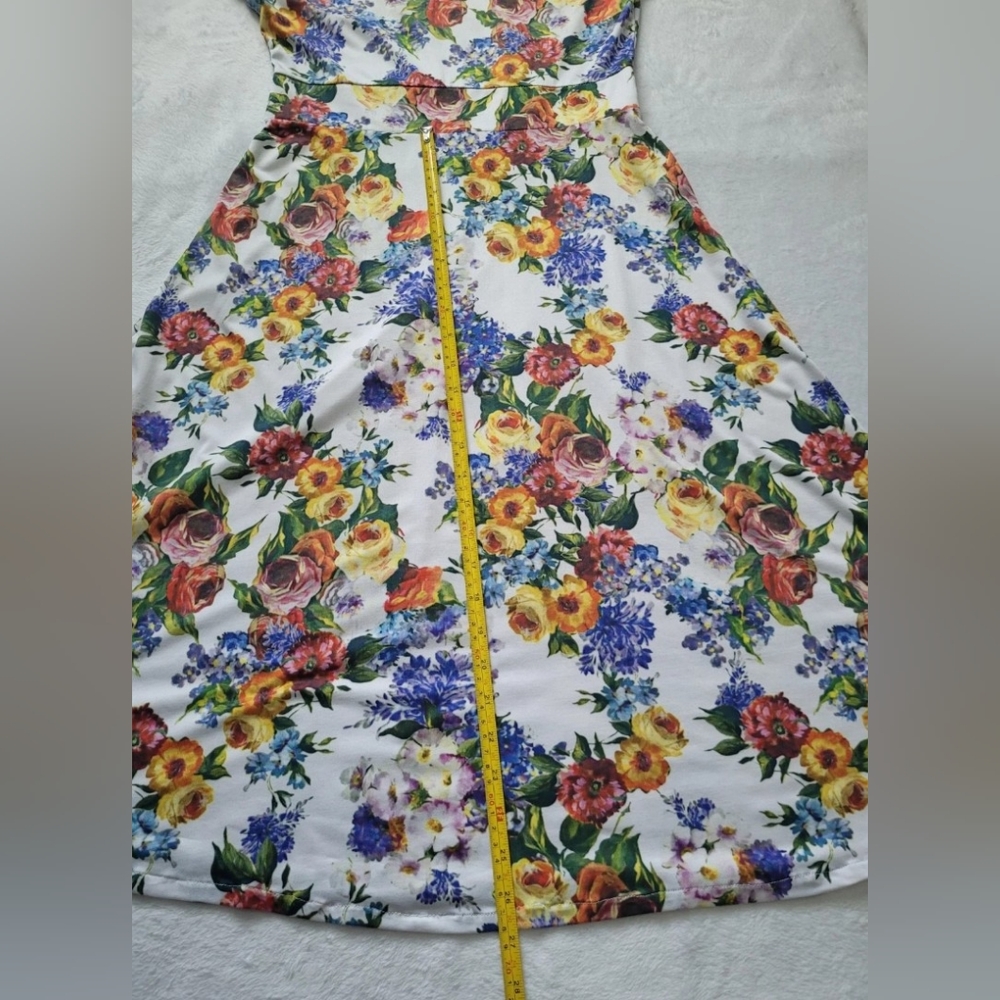Colorful Floral Midi Vintage Dress from Europe SIZE S - Picture 11 of 14